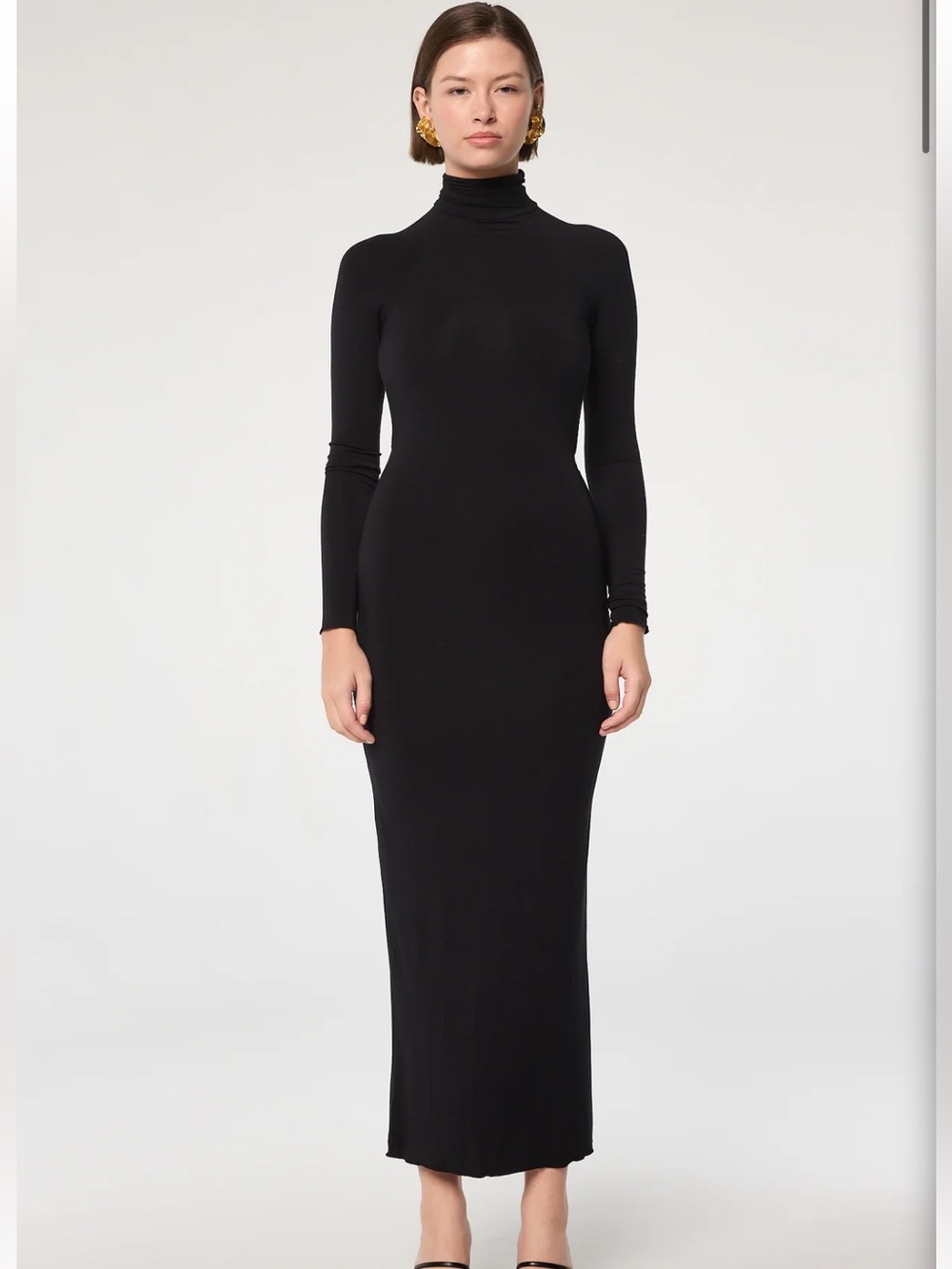 The Line by K Black Lenny Turtleneck Maxi Dress Medium NWT